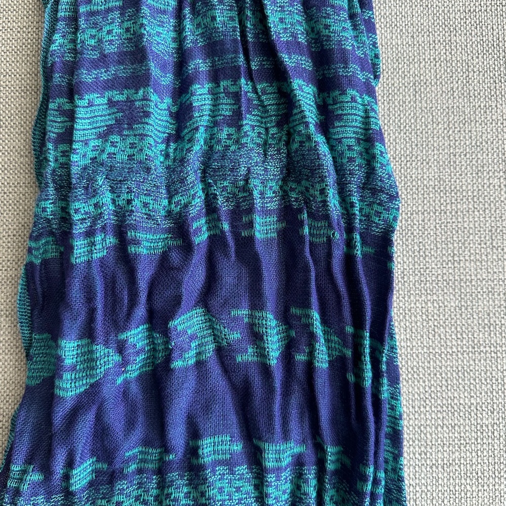 Charming Charlie Blue and Green Patterned Scarf - Picture 2 of 2